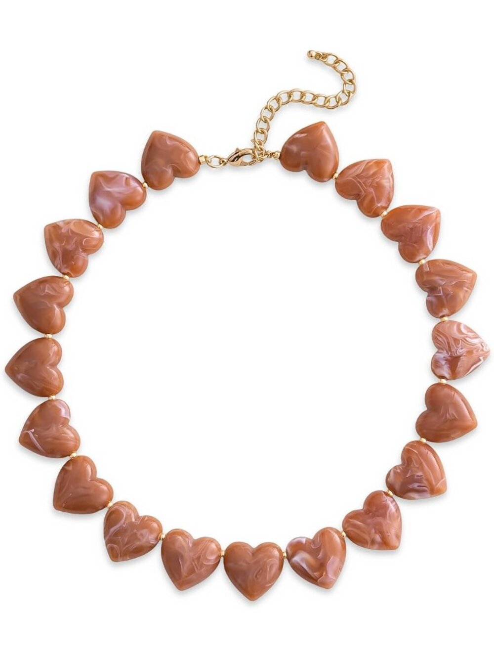Women's Light Brown Shell Resin Heart Choker Vintage Chunky Statement Jewelry